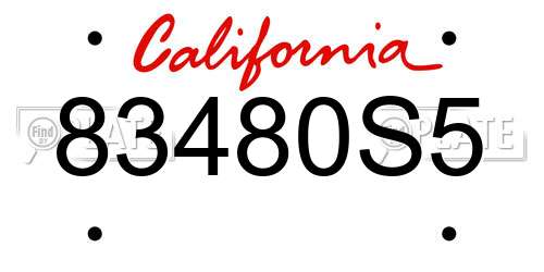 83480S5 California License Plate