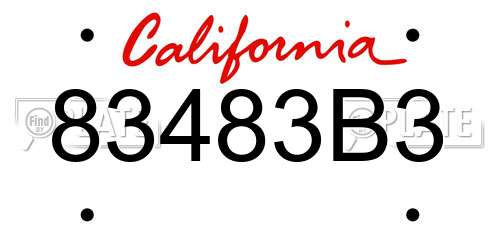 83483B3 California License Plate