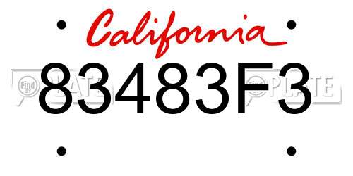 83483F3 California License Plate