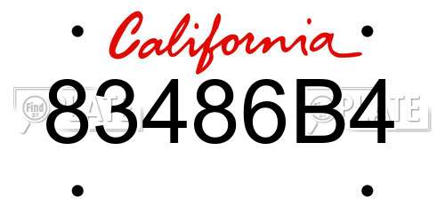 83486B4 California License Plate