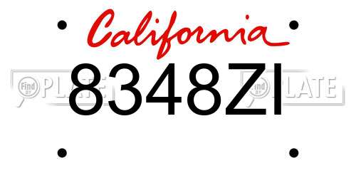 8348ZI California License Plate