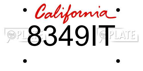 8349IT California License Plate