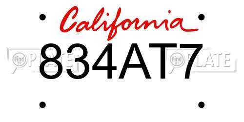 834AT7 California License Plate