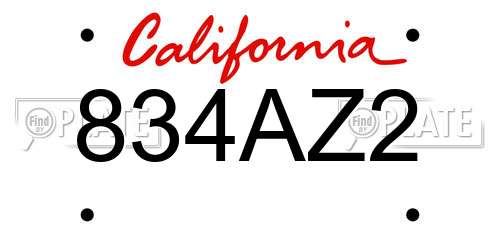 834AZ2 California License Plate