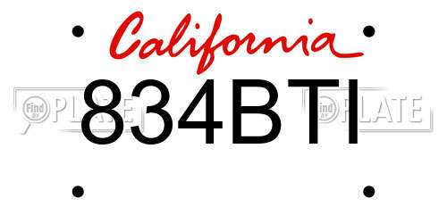 834BTI California License Plate
