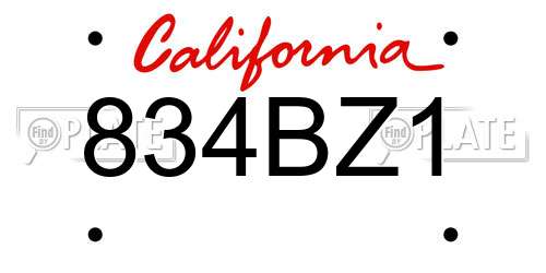 834BZ1 California License Plate