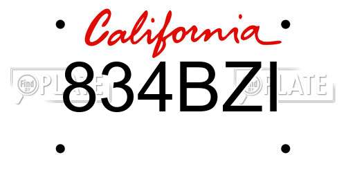 834BZI California License Plate