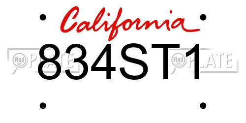 834ST1 California License Plate