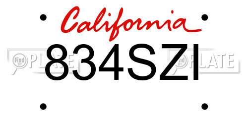 834SZI California License Plate