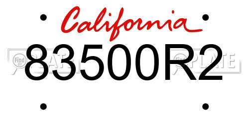 83500R2 California License Plate