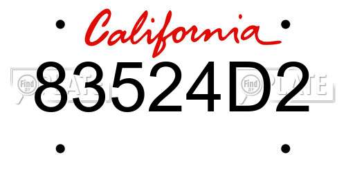 83524D2 California License Plate