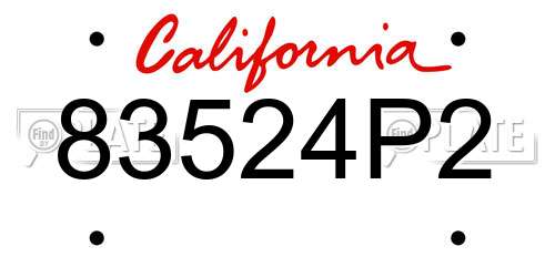 83524P2 California License Plate