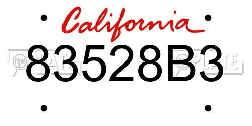 83528B3 California License Plate