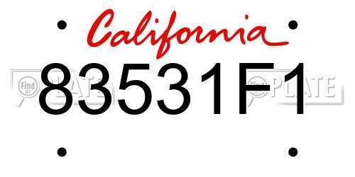 83531F1 California License Plate