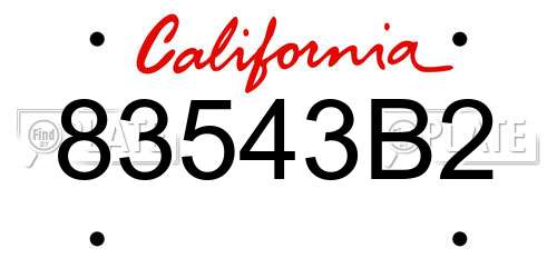 83543B2 California License Plate
