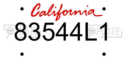 83544L1 California License Plate