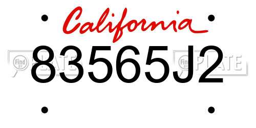 83565J2 California License Plate