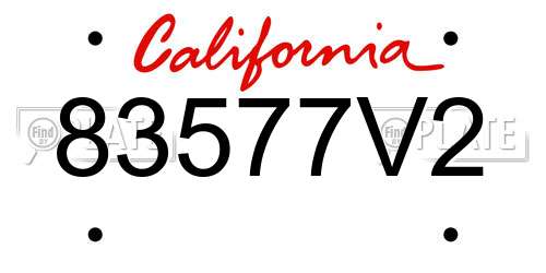 83577V2 California License Plate