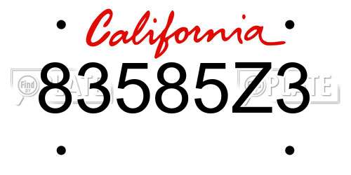 83585Z3 California License Plate