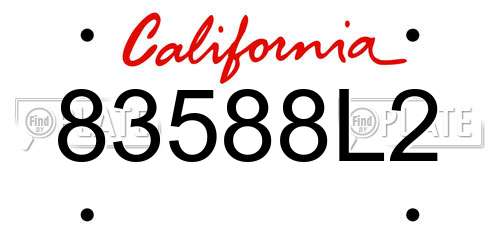 83588L2 California License Plate