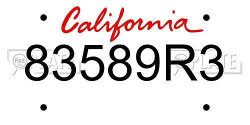 83589R3 California License Plate