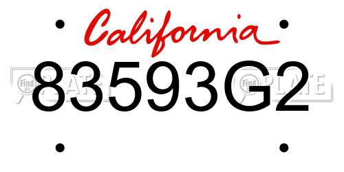 83593G2 California License Plate