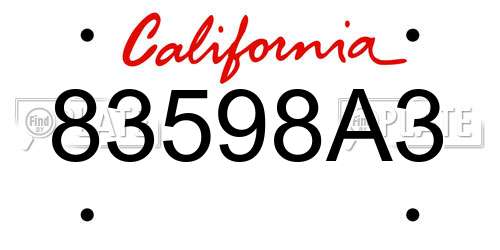 83598A3 California License Plate
