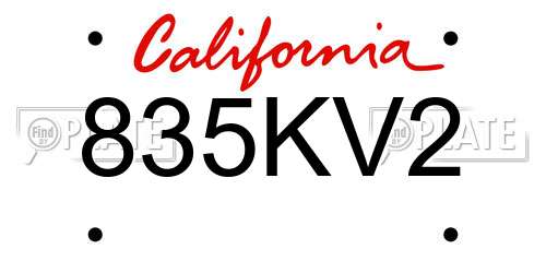 835KV2 California License Plate