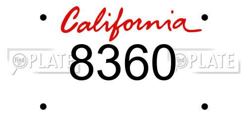 8360 California License Plate