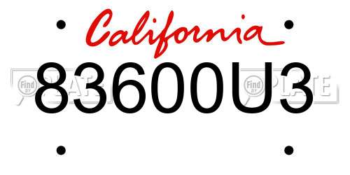 83600U3 California License Plate