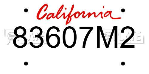 83607M2 California License Plate