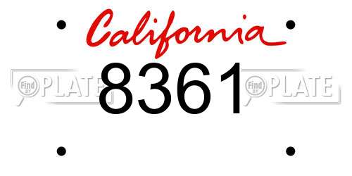8361 California License Plate