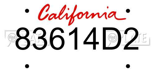 83614D2 California License Plate