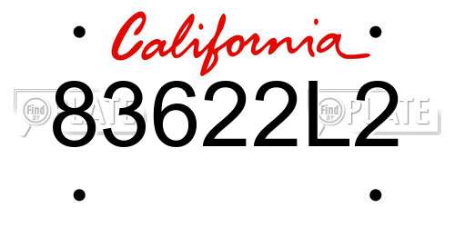 83622L2 California License Plate
