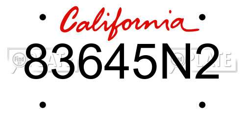 83645N2 California License Plate