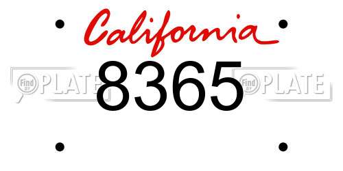 8365 California License Plate