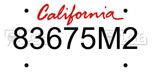 83675M2 California License Plate