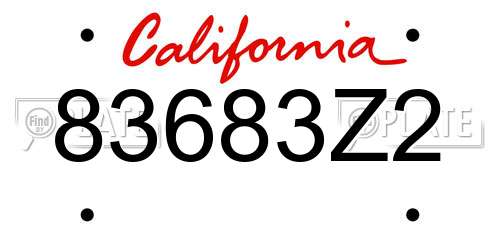 83683Z2 California License Plate
