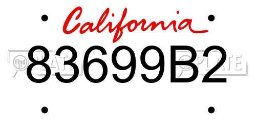 83699B2 California License Plate
