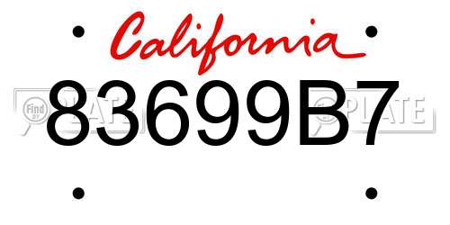83699B7 California License Plate