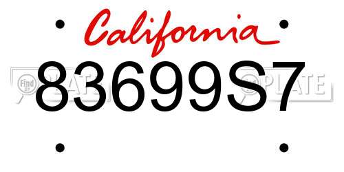 83699S7 California License Plate