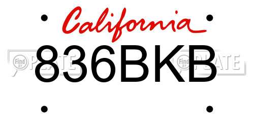 836BKB California License Plate