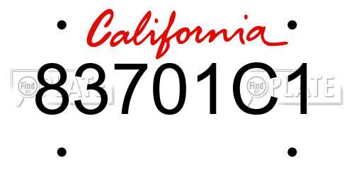 83701C1 California License Plate
