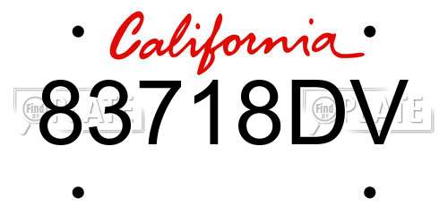 83718DV California License Plate