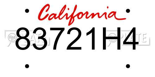 83721H4 California License Plate
