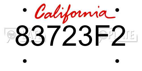 83723F2 California License Plate