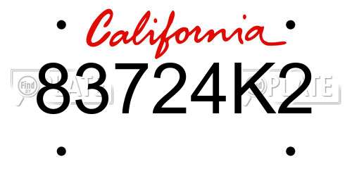 83724K2 California License Plate