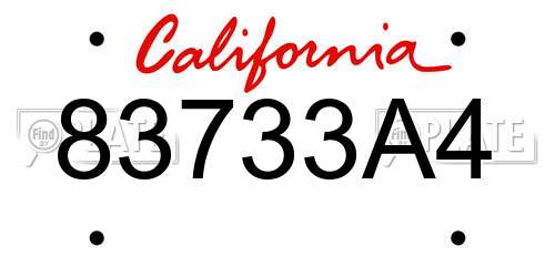 83733A4 California License Plate