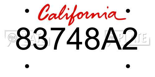 83748A2 California License Plate