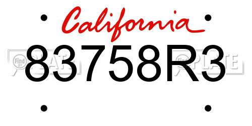 83758R3 California License Plate